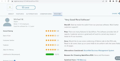 User review of QuickFlora on Capterra
