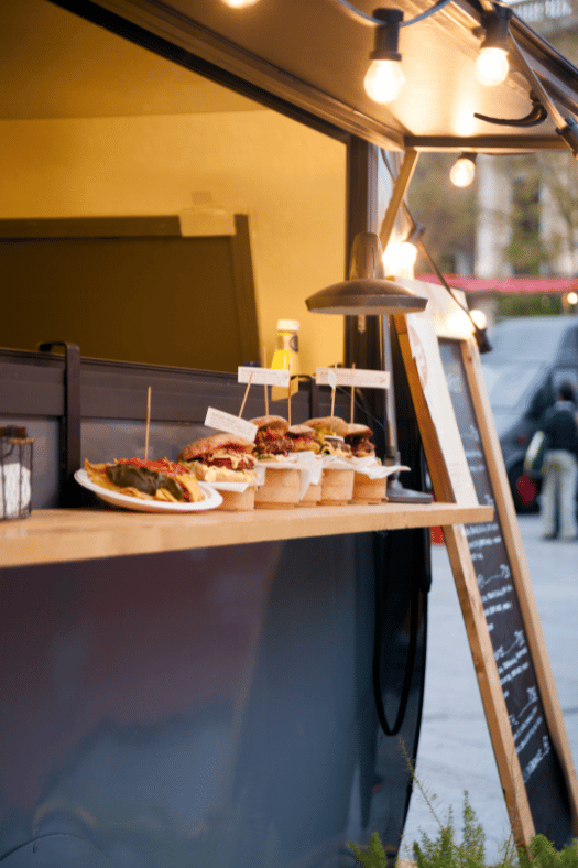 the side view of a food truck