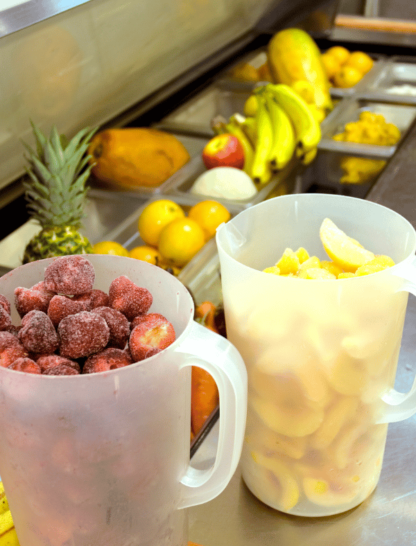 ingredient station at a juice bar