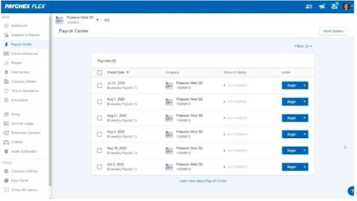 Paychex demo dashboard, Courtesy of Paychex