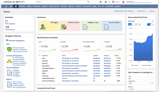 Oracle Netsuite Dashboard