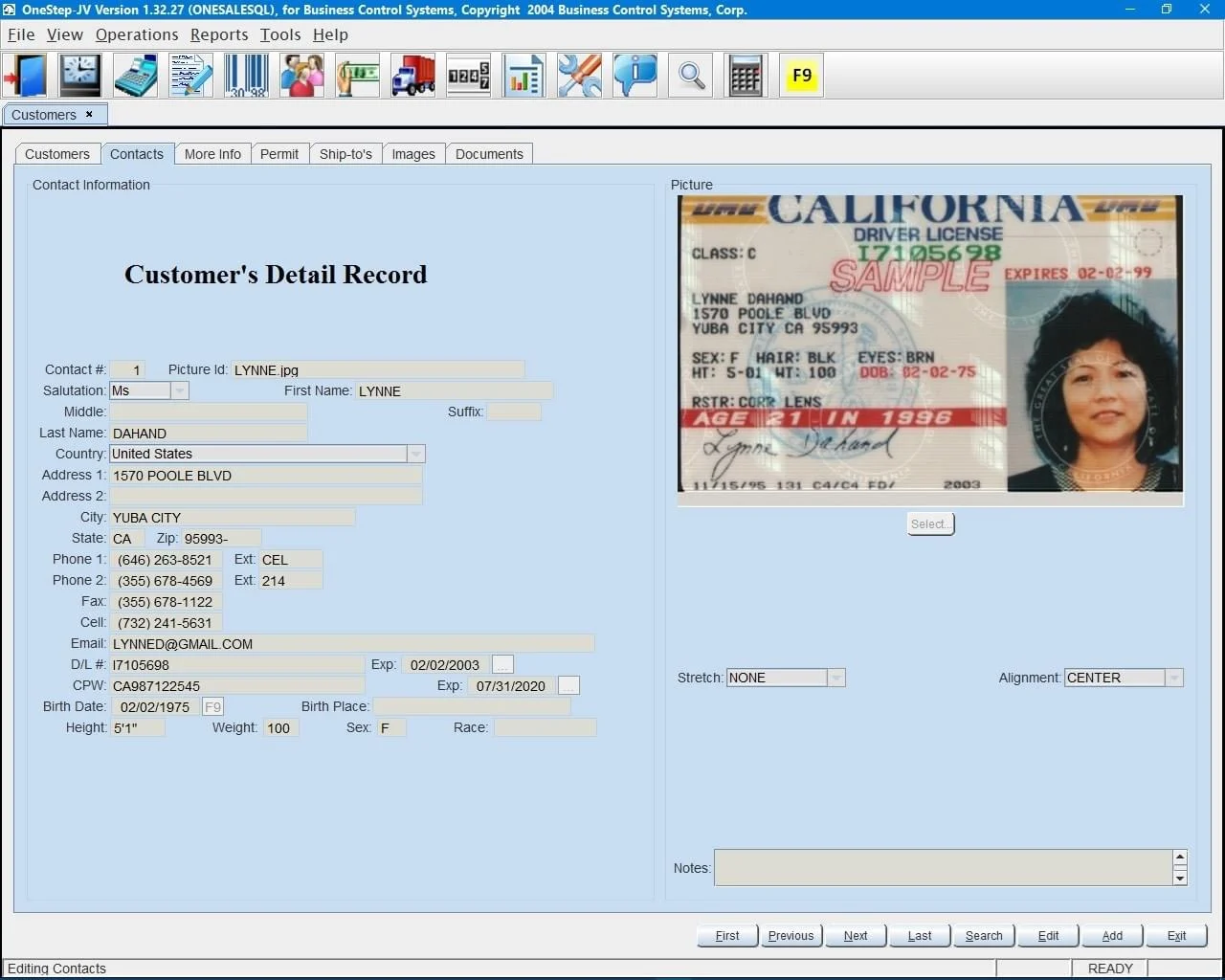 OneStep Java POS Customer Profile (Courtesy of softwareconnect)