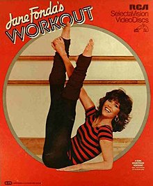 A photo cover of one of Jane Fonda's workout videos from the 1980s. 