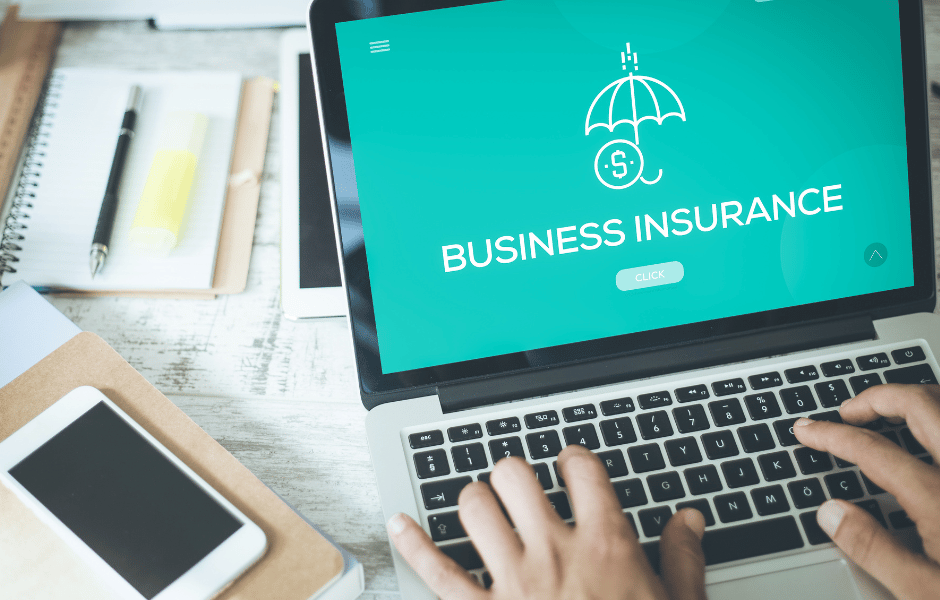 business insurance graphic displayed on a laptop